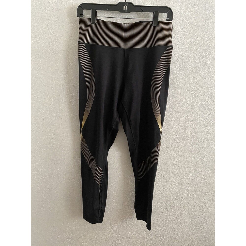 Victoria's Secret Leggings Women Large Black Gold Yoga Compression Running Pants